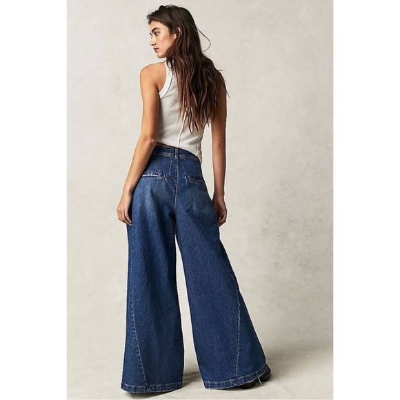 NEW Free People We The Free Equinox Trouser Ritual Blue Wide Leg Denim 26 - Picture 3 of 13